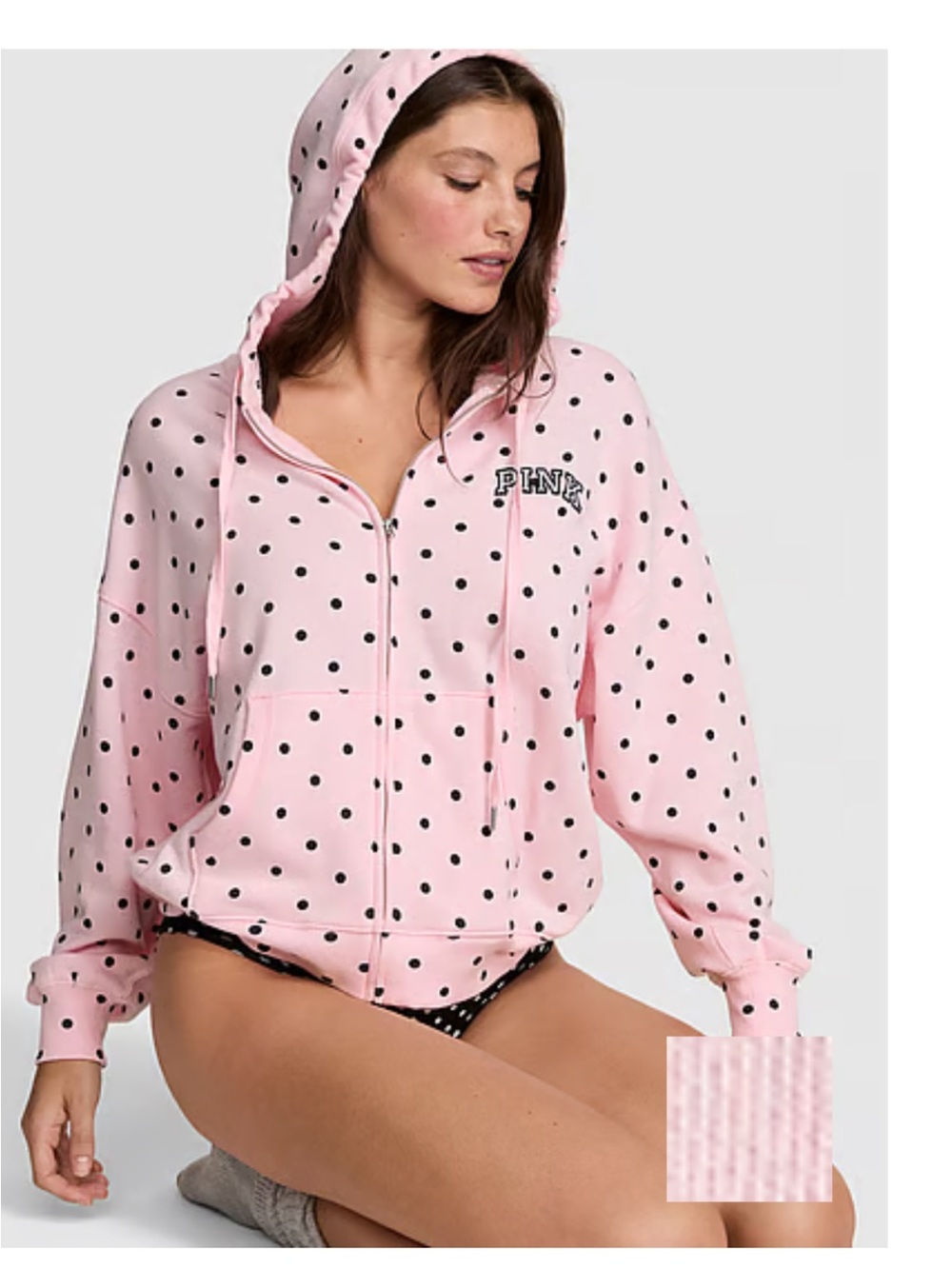 PINK Victoria's Secret Pink Polka Dot Zip Hoodie